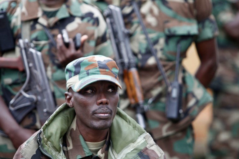 M23 military leader General Sultani Makenga attend press conference in Bunagana in eastern Democratic Republic of Congo January 3, 2013. REUTERS/James Akena (DEMOCRATIC REPUBLIC OF CONGO - Tags: CIVIL UNREST POLITICS MILITARY)