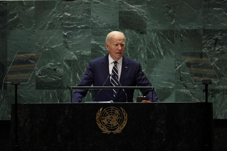 U.S. President Joe Biden addresses the 79th United Nations General Assembly at U.N. headquarters in New York, U.S., September 24, 2024. REUTERS/Mike Segar