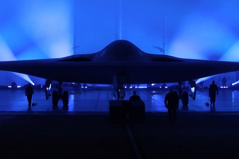 Northrop Grumman unveils the B-21 Raider, a new high-tech stealth bomber developed for the U.S. Air Force, during an event in Palmdale, California, U.S., December 2, 2022. REUTERS/David Swanson