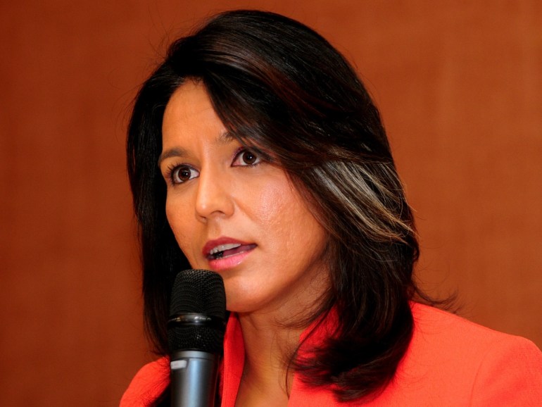 Congresswoman of United States Tulsi Gabbard reacts during a news conference in Bangalore, India 21 December 2014 (EPA)